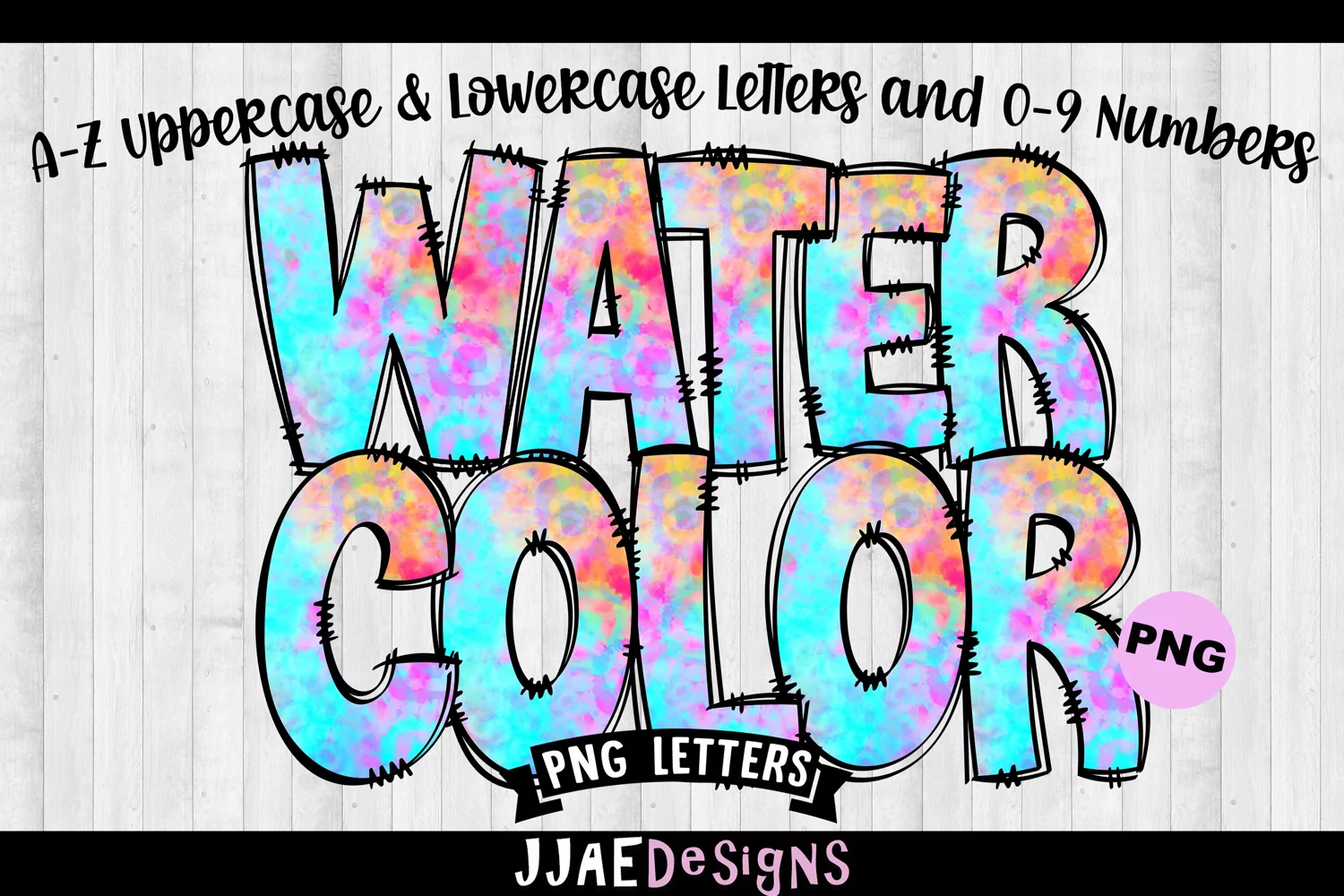 Watercolor Doodle Letters Watercolor Alphabet Clipart PNG product image 1