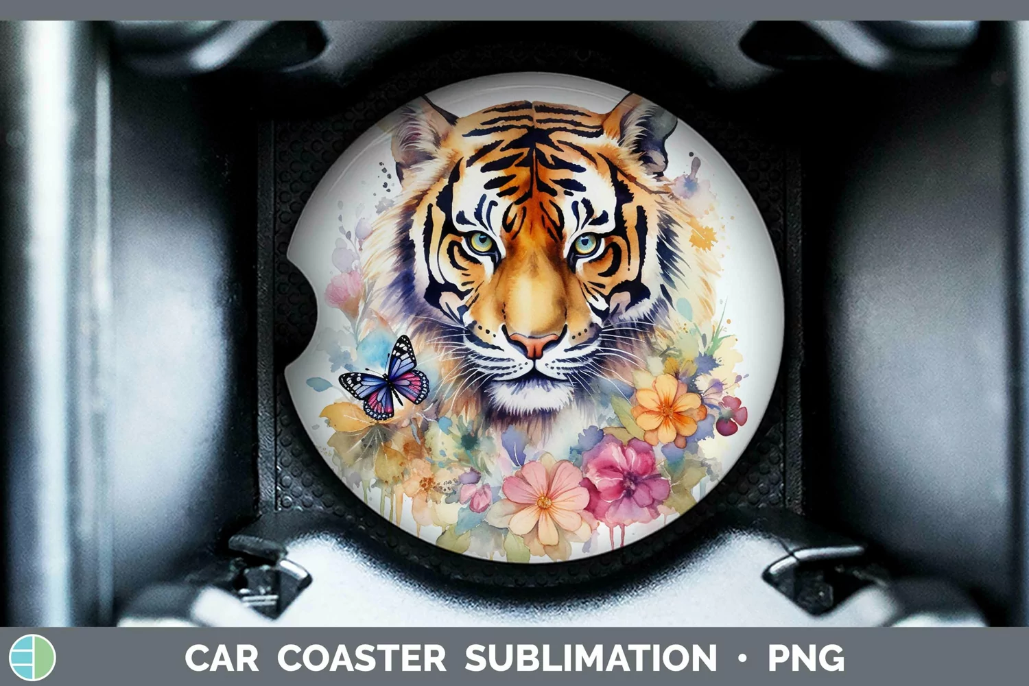 GorgeousWatercolor Car Coaster design.