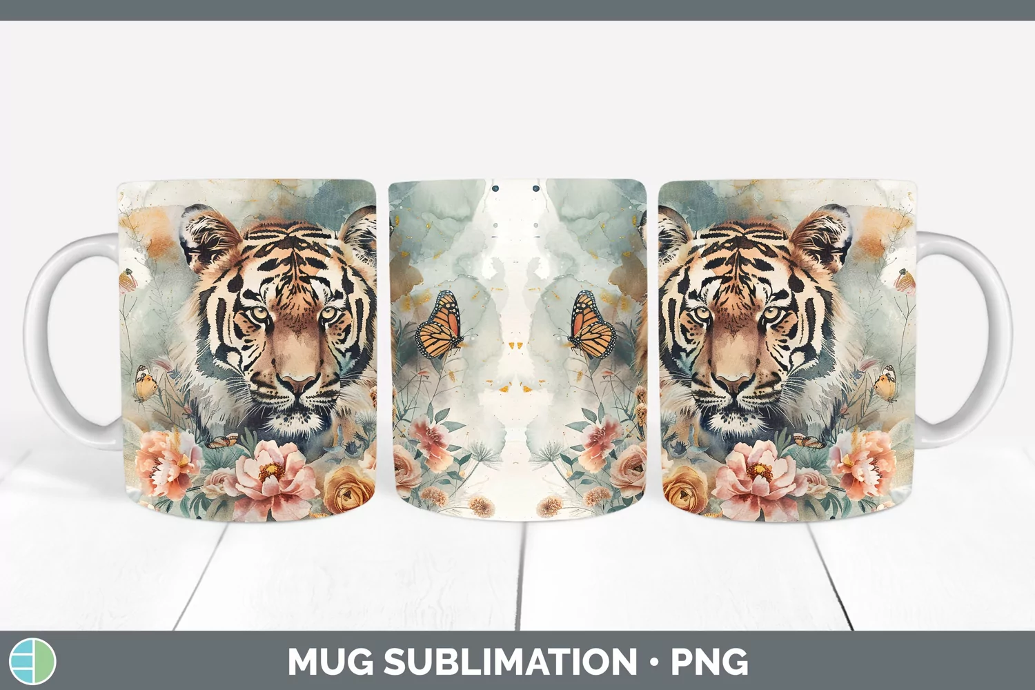 GorgeousWatercolor Mug Wrap design.