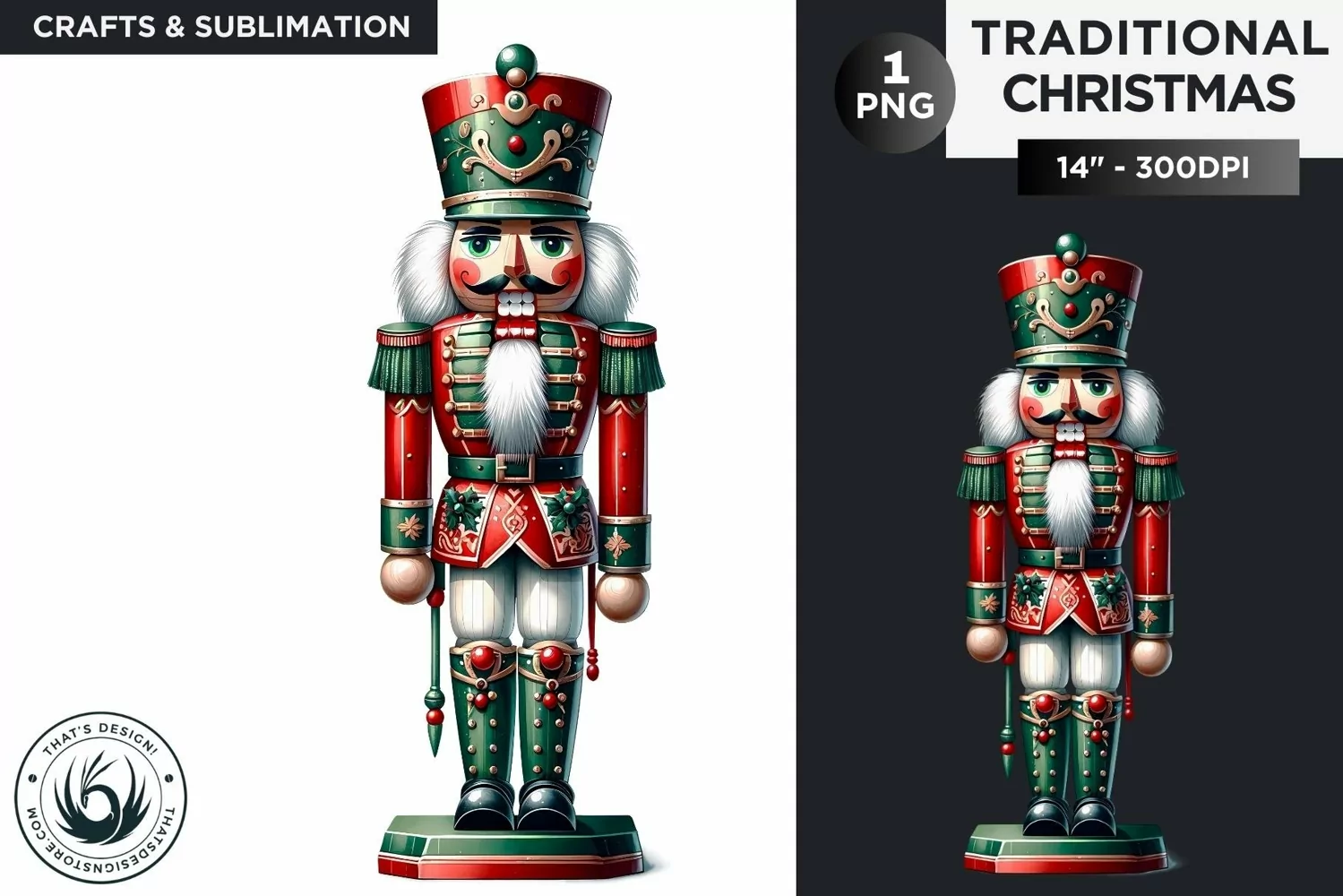 Watercolor Christmas Nutcracker Clipart PNG product image 1