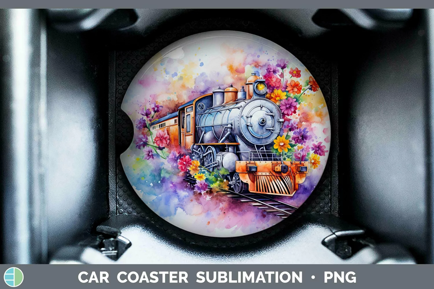 GorgeousWatercolor Car Coaster design.