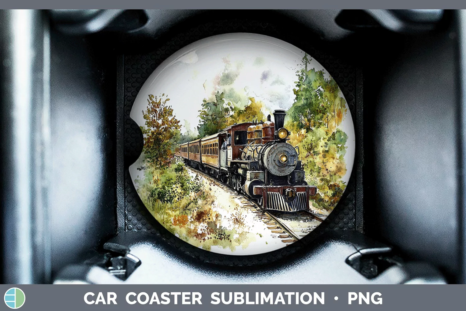 GorgeousWatercolor Car Coaster design.