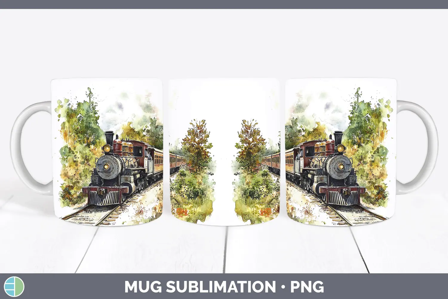 GorgeousWatercolor Mug Wrap design.