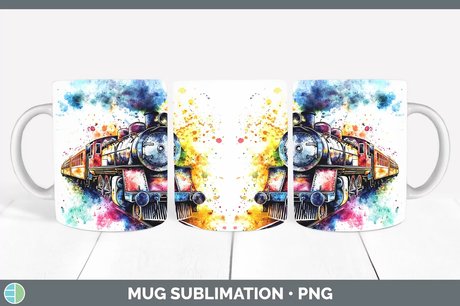 GorgeousWatercolor Mug Wrap design.