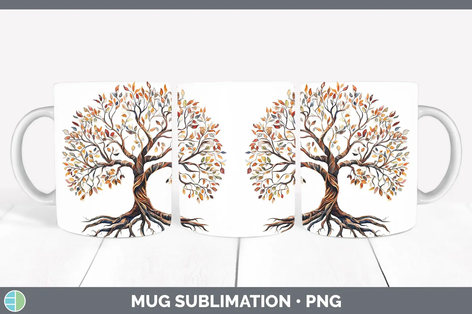 GorgeousWatercolor Mug Wrap design.