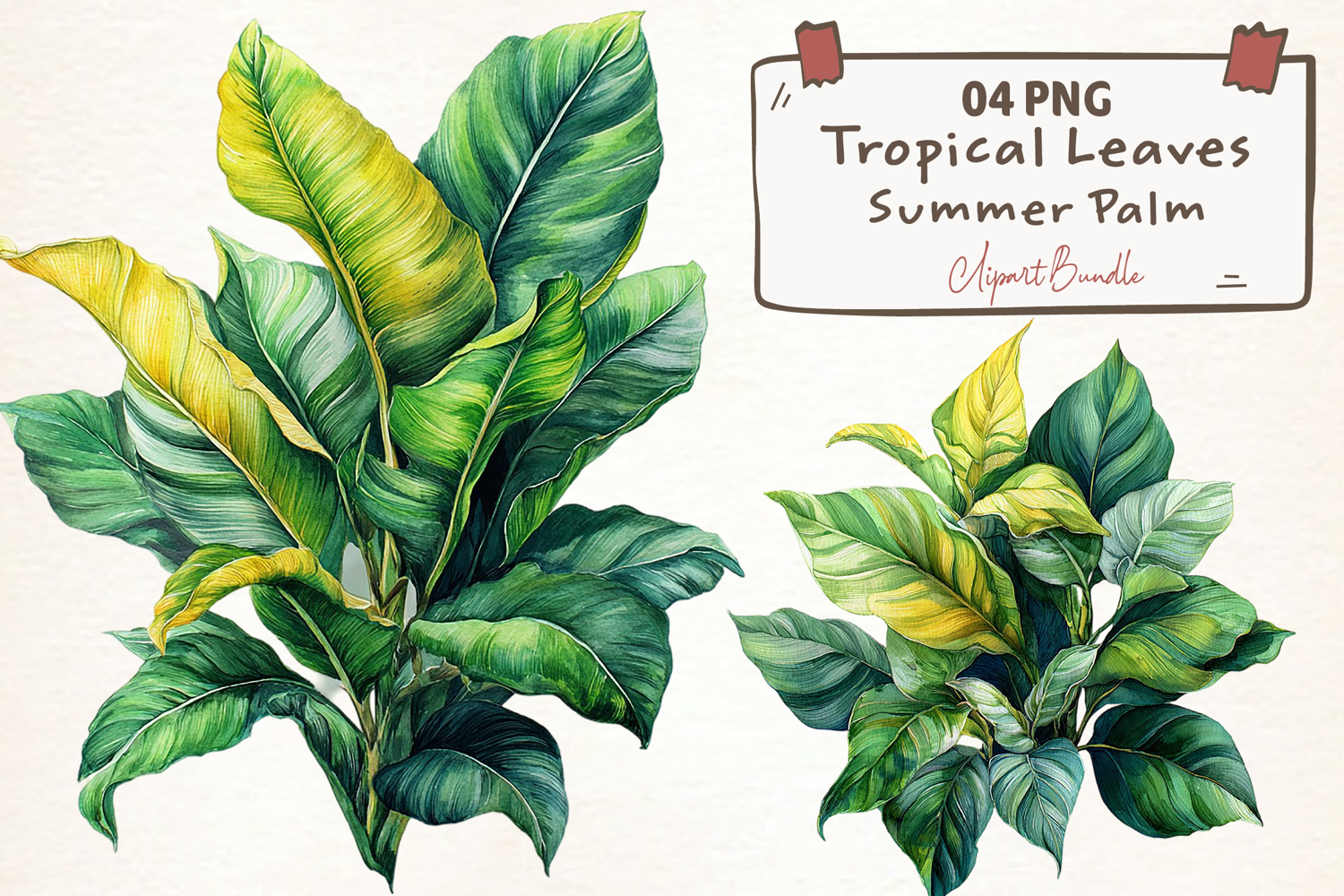 Watercolor Tropical Leaves, Summer Palm product image 1