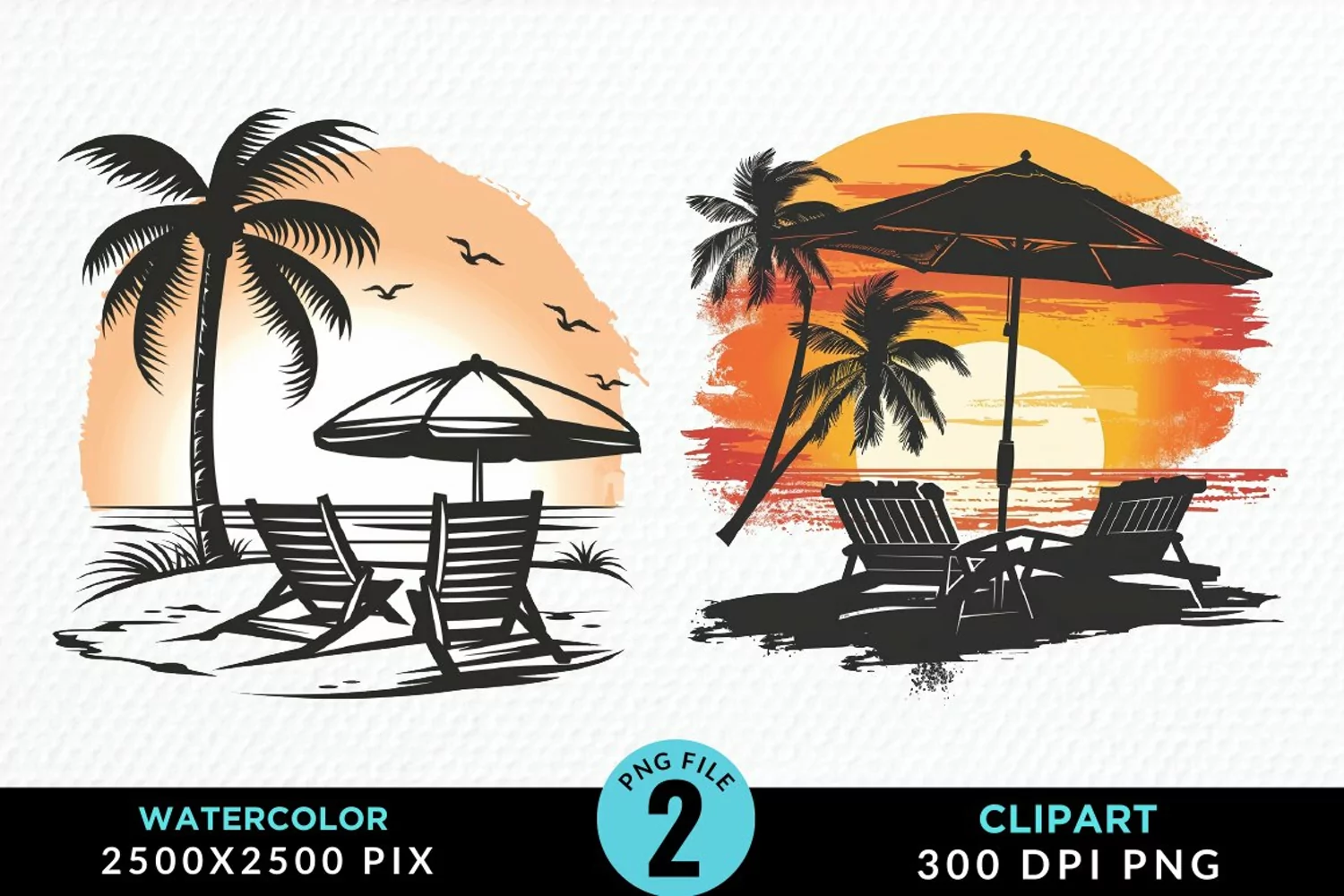 Watercolor Tropical Valentines Exquisite Clipart product image 1