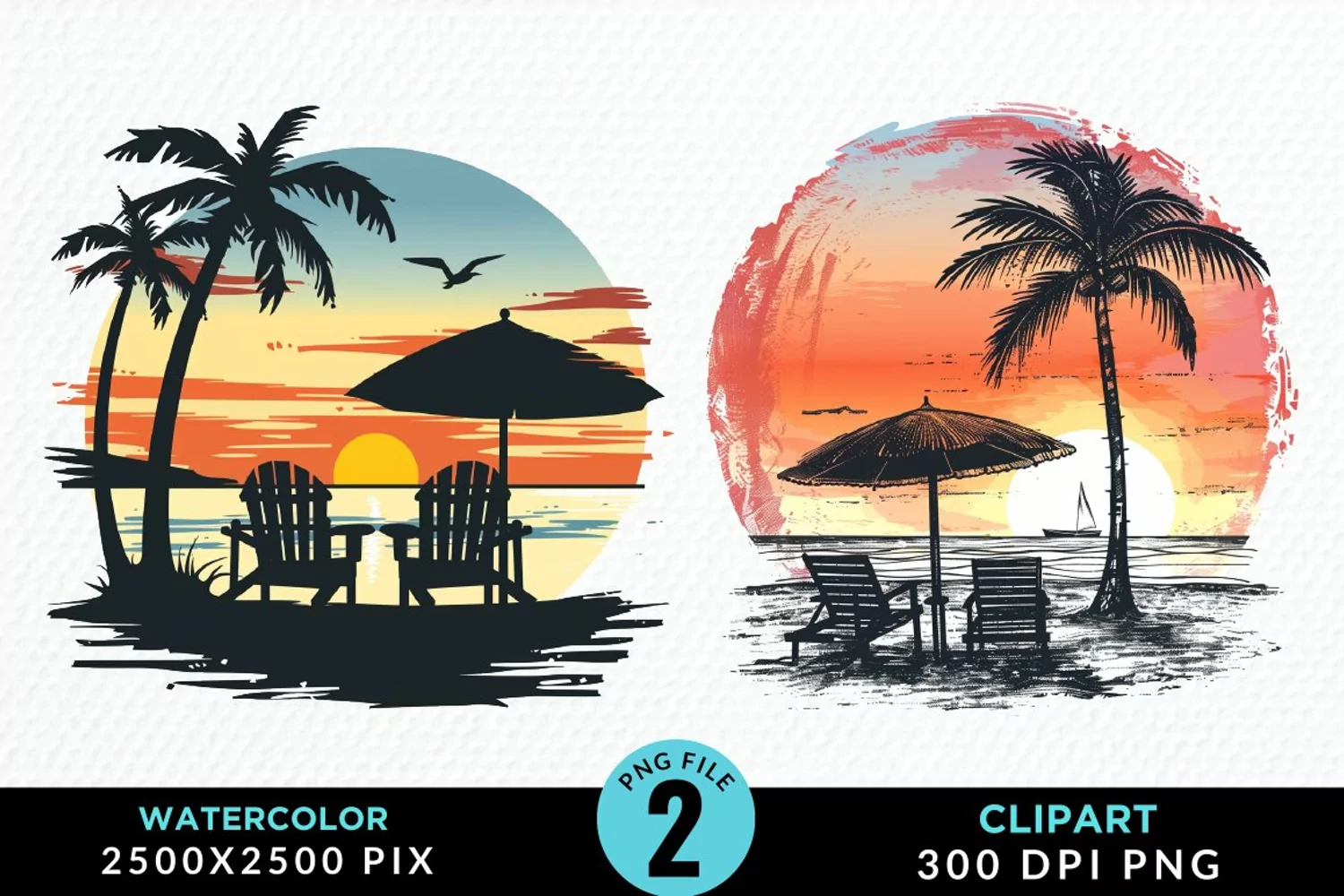 Watercolor Tropical Valentines Exquisite Clipart product image 1
