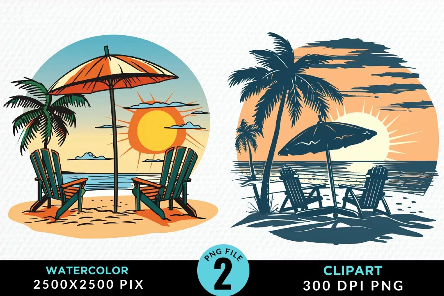 Watercolor Tropical Valentines Graphics Clipart product image 1