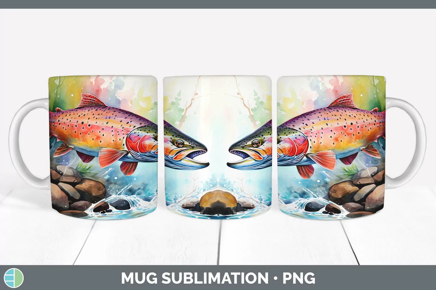 GorgeousWatercolor Mug Wrap design.