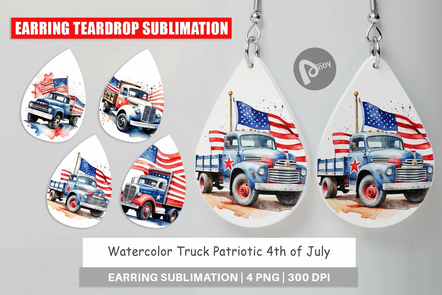 Earring Teardrop Truck 4th of July product image 1