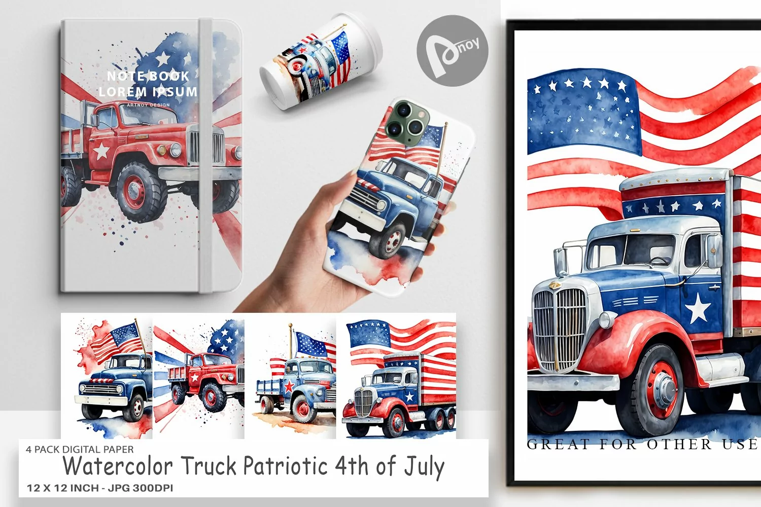 Digital Paper Truck 4th of July product image 1