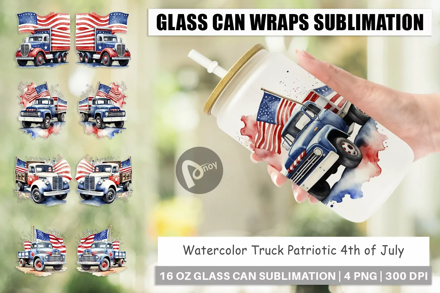 Glass Can Wraps Truck 4th of July product image 1
