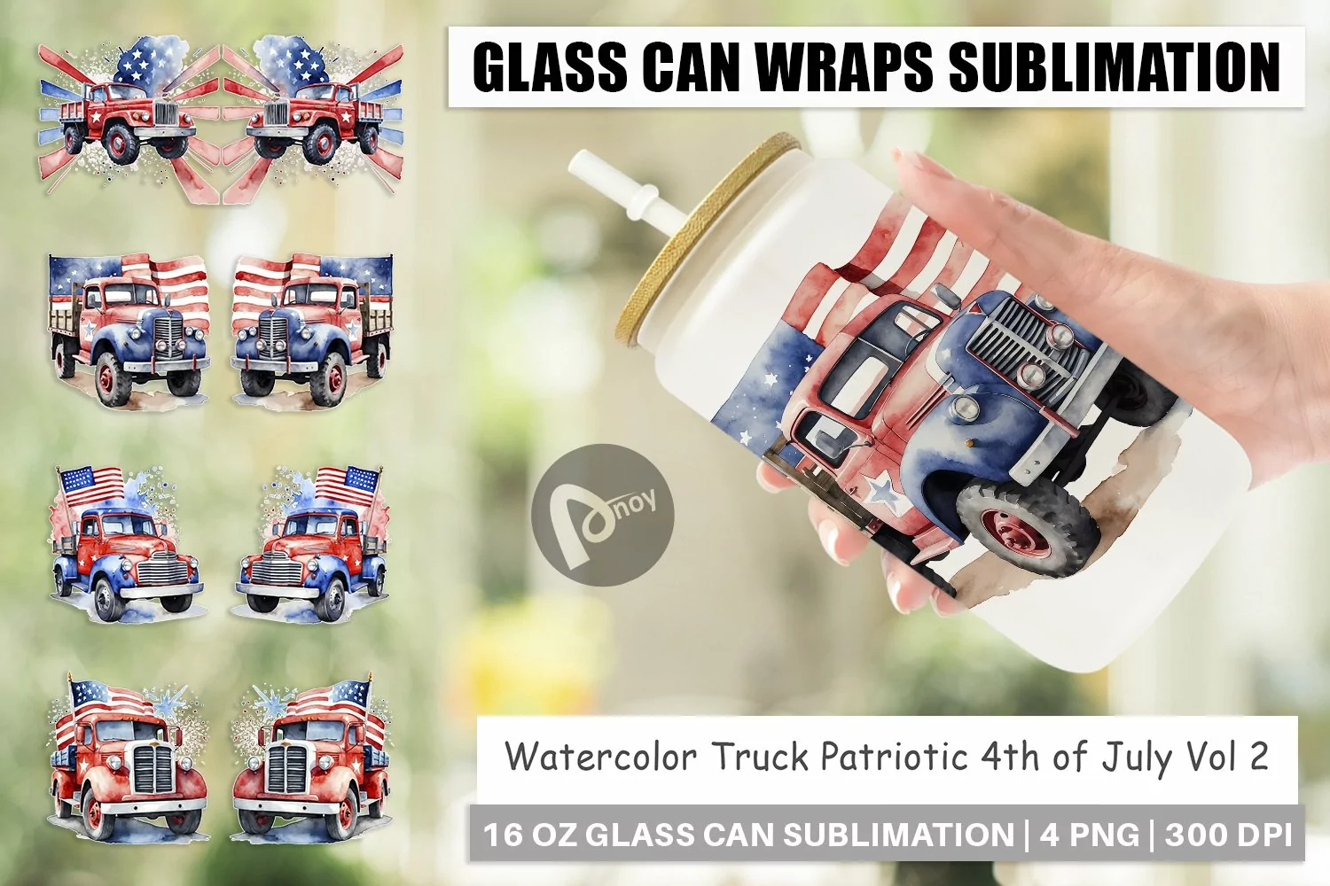Glass Can Wraps Truck 4th of July product image 1