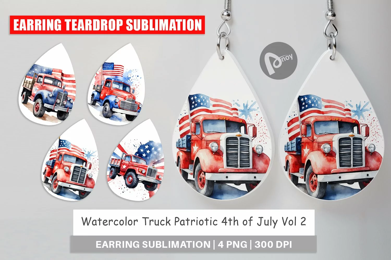 Earring Teardrop Truck 4th of July product image 1