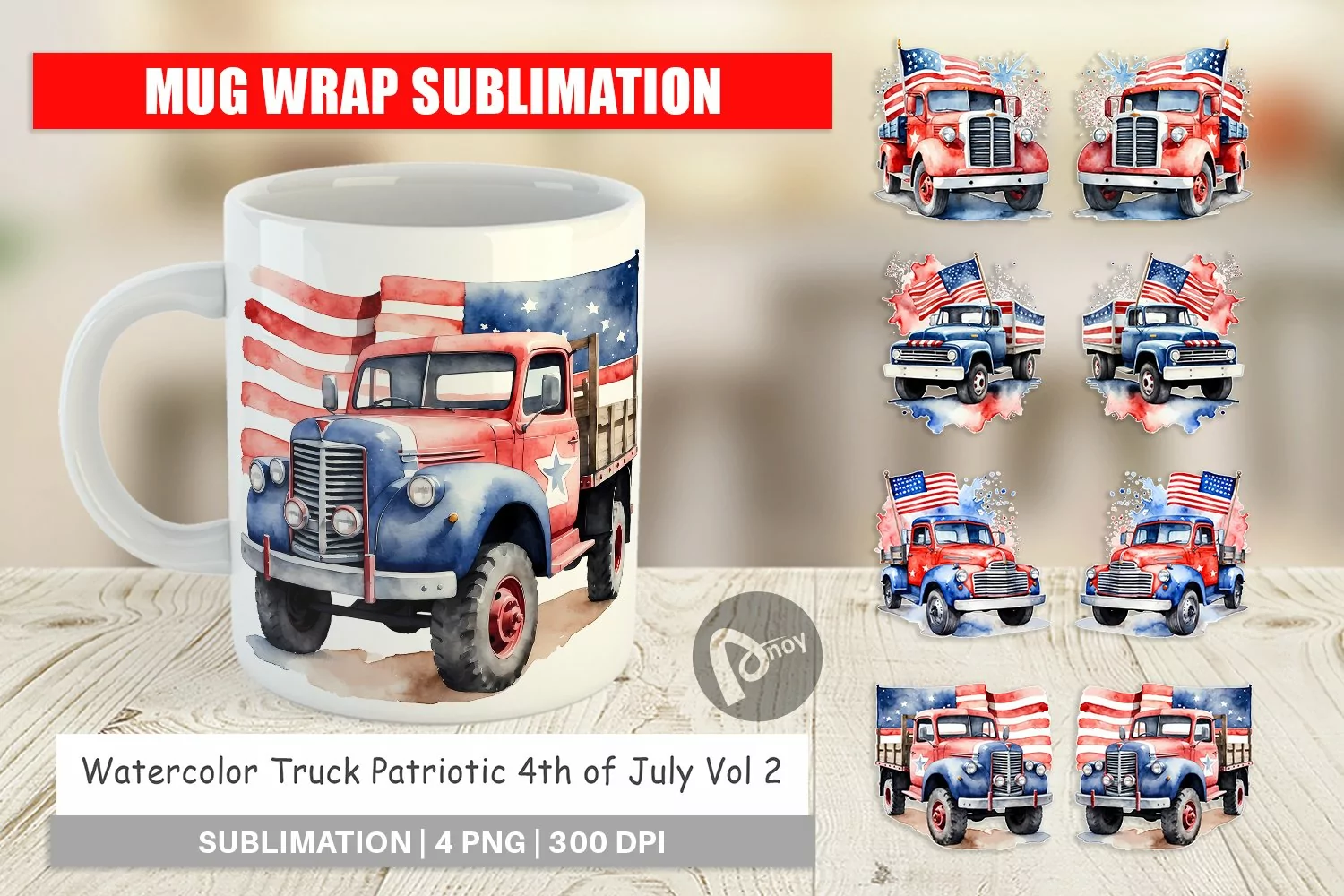 Mug sublimation Truck 4th of July product image 1