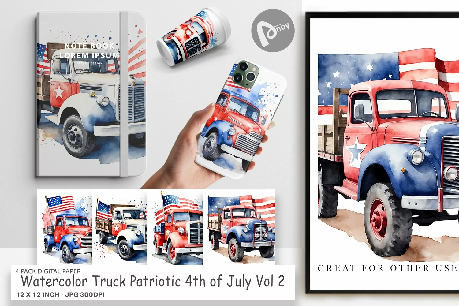 Digital Paper Truck 4th of July product image 1