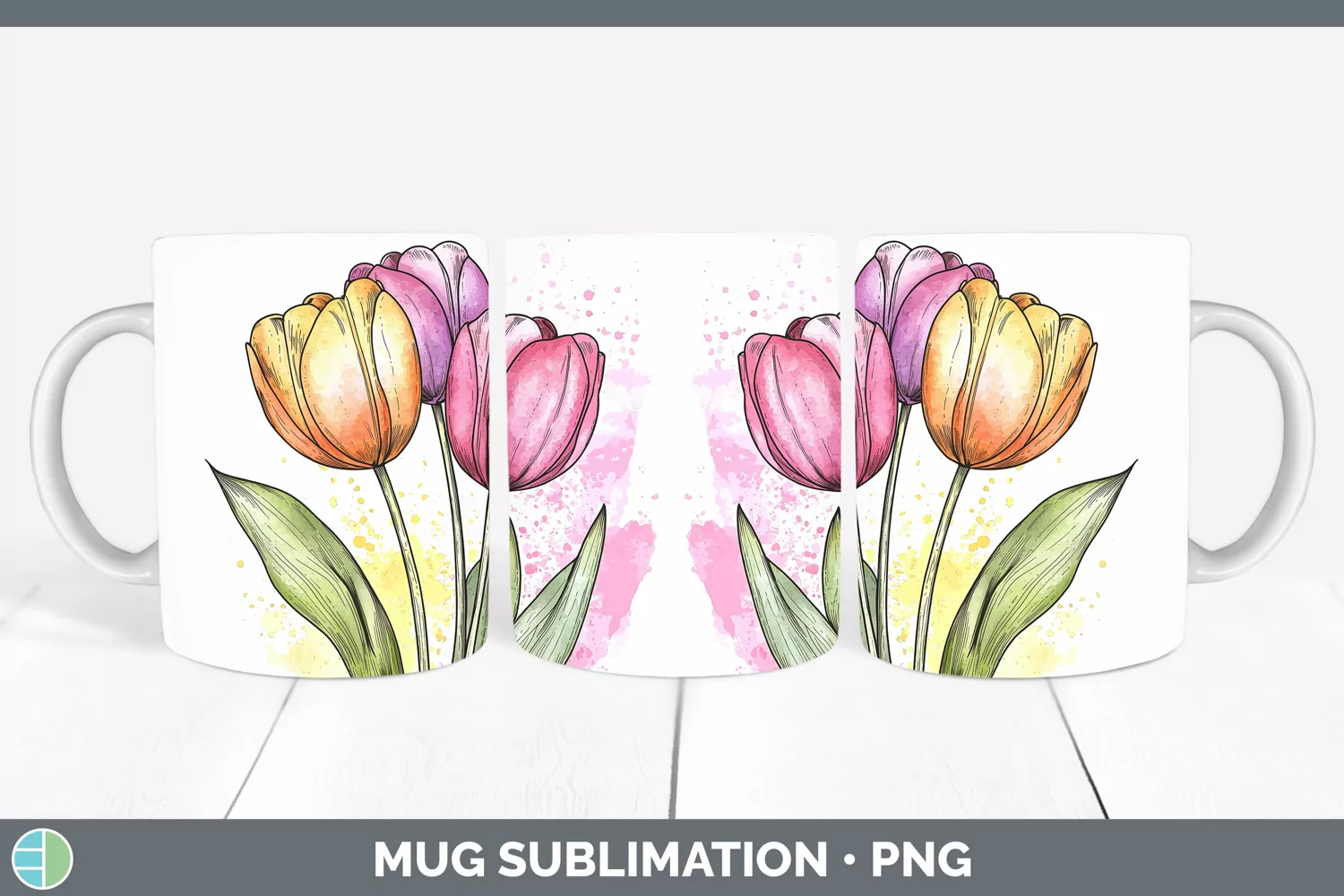 GorgeousWatercolor Mug Wrap design.