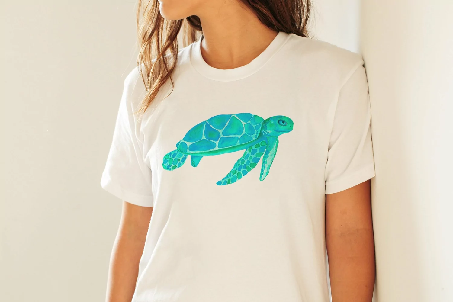 Watercolor Turquoise Turtle Sublimation Design PNG product image 1