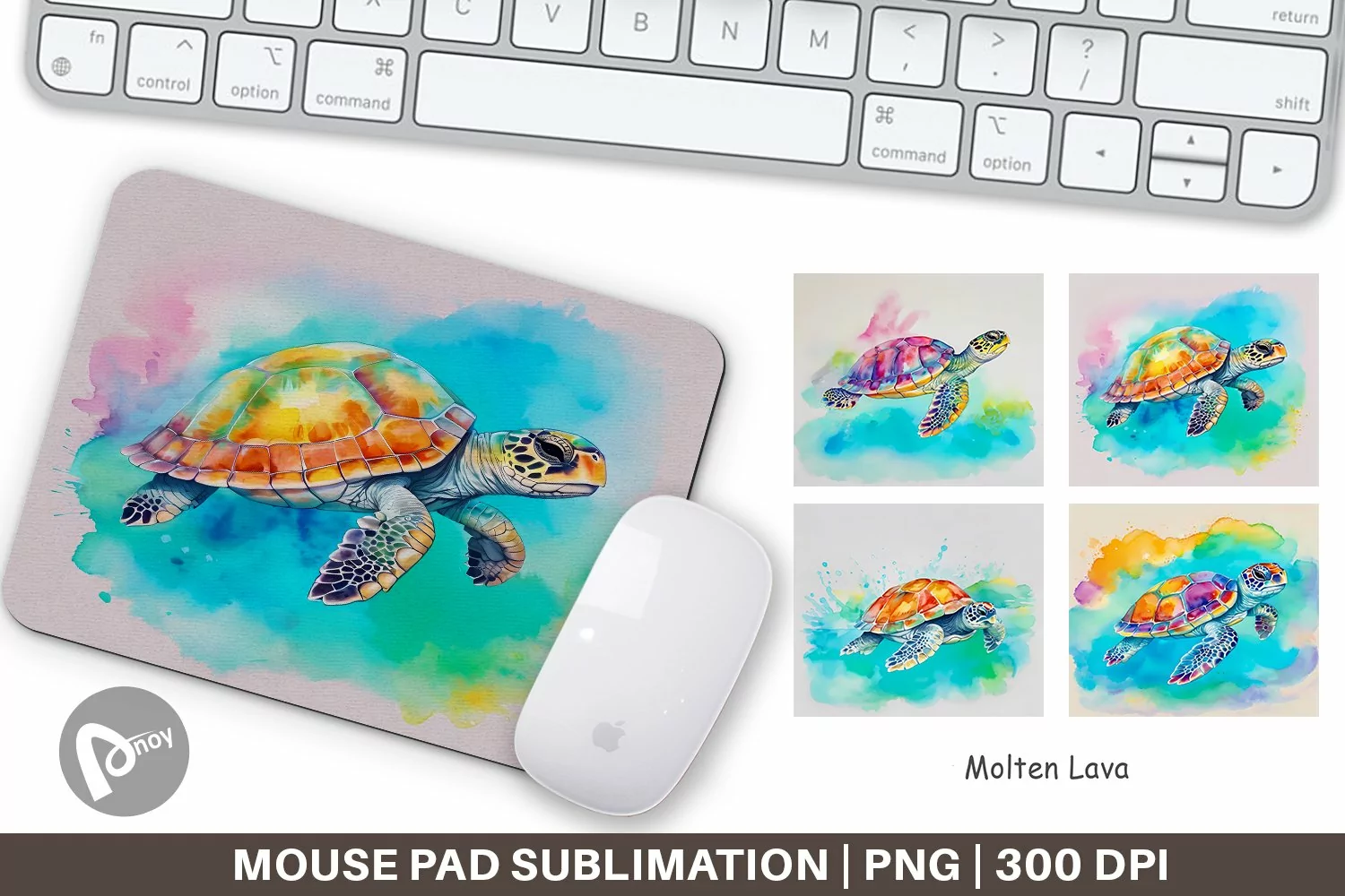 Mouse Pad Watercolor Turtle product image 1