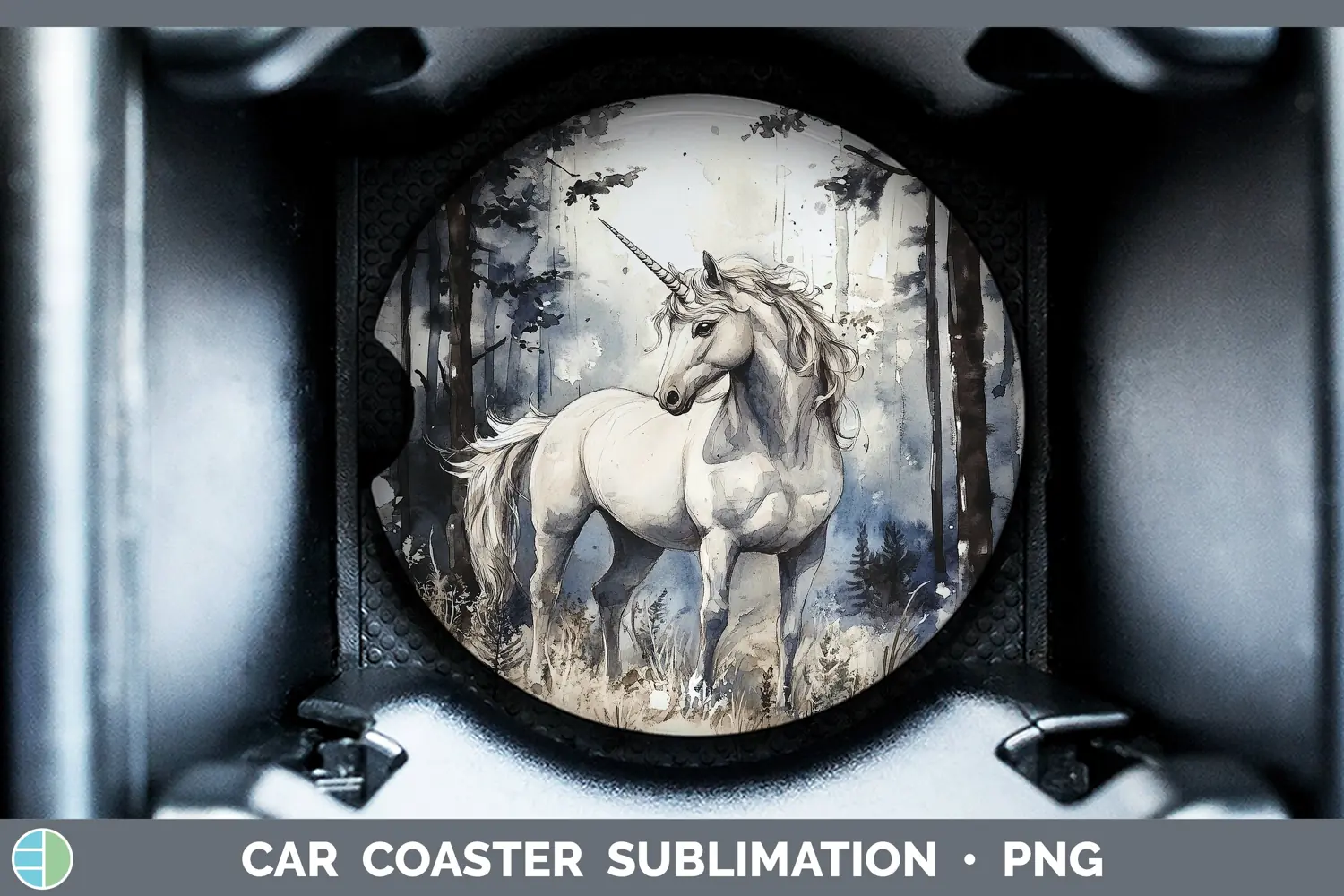 GorgeousWatercolor Car Coaster design.