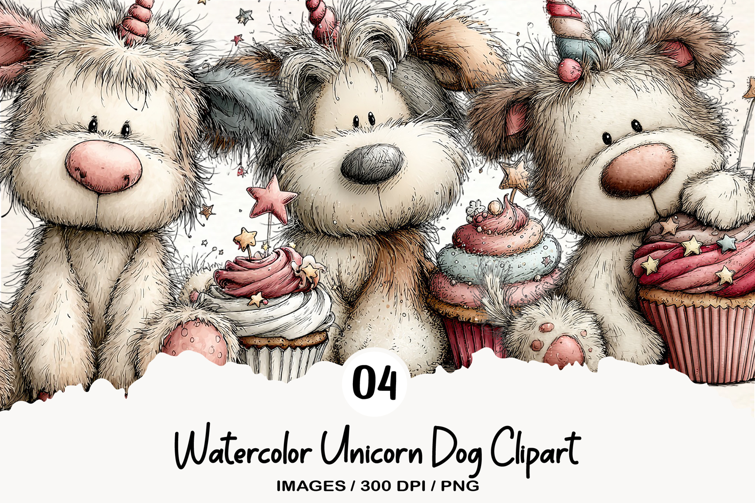 Watercolor Unicorn Dog Clipart product image 1