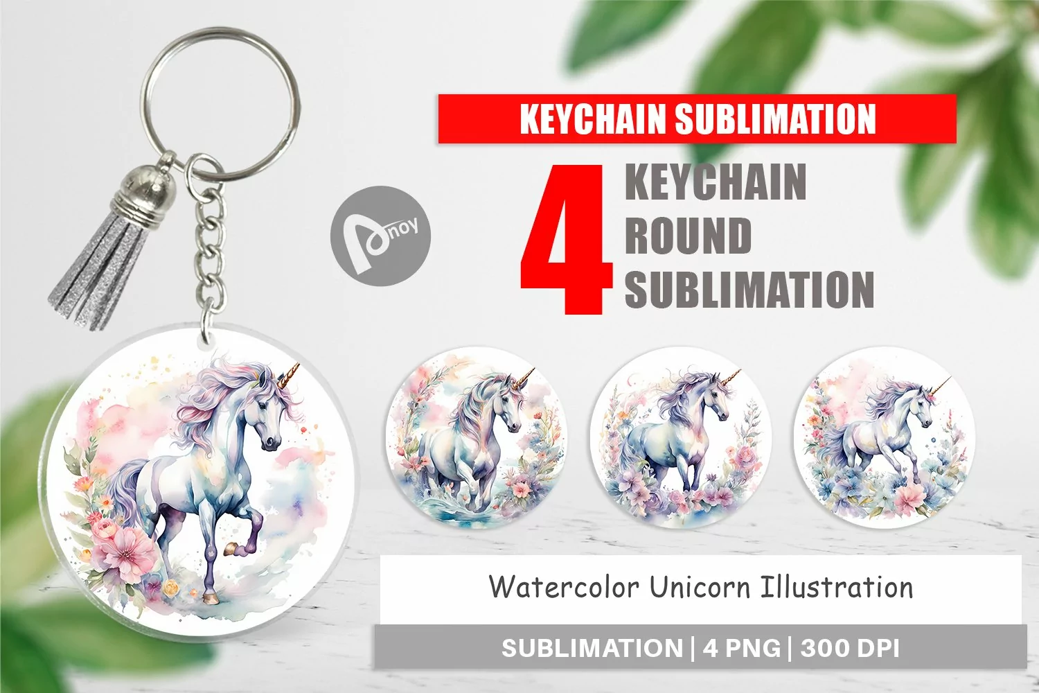 Keychain Watercolor Unicorn product image 1