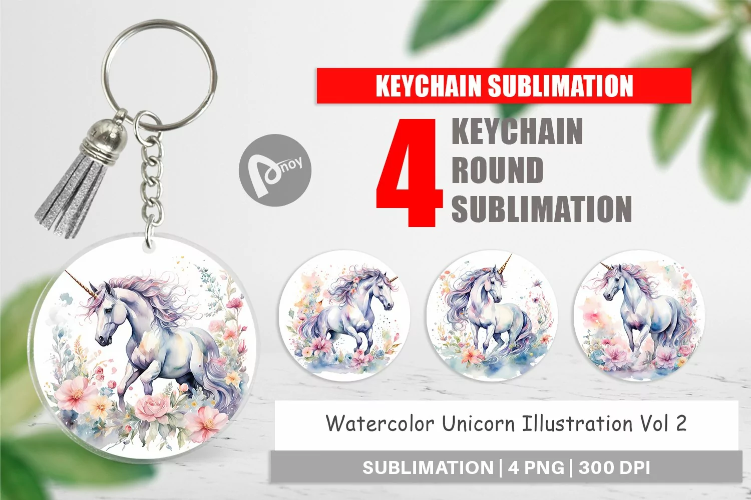 Keychain Watercolor Unicorn product image 1