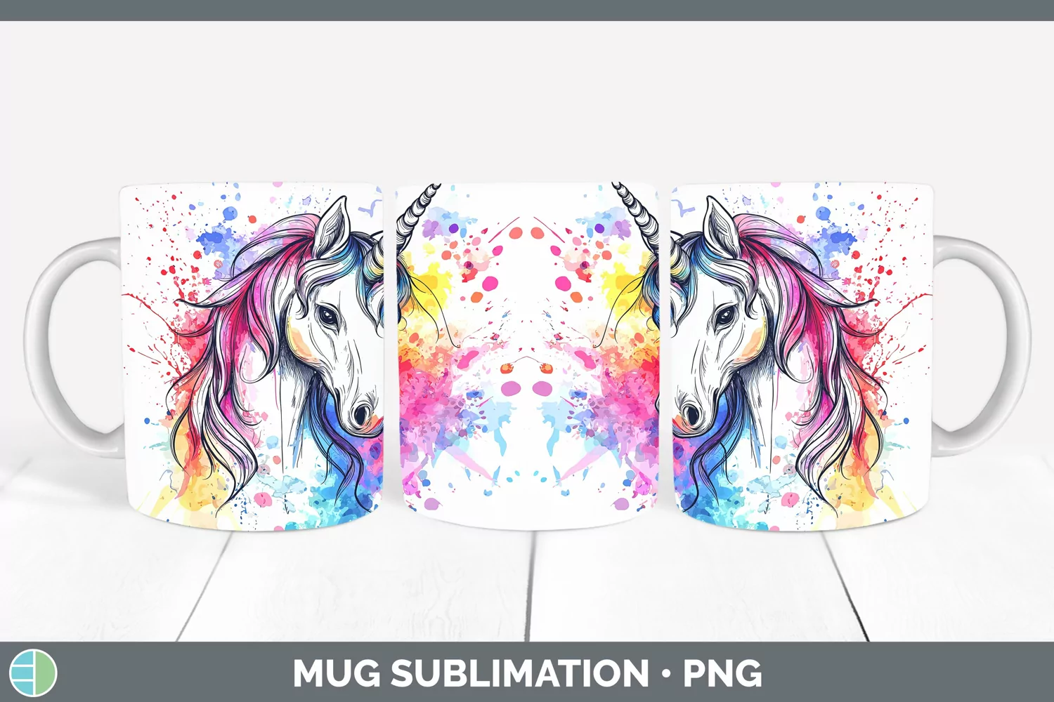 GorgeousWatercolor Mug Wrap design.