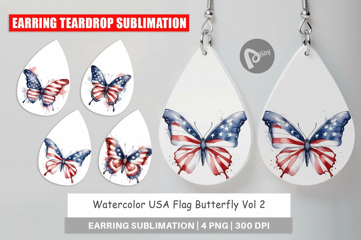 Earring Teardrop Butterfly 4th of July product image 1