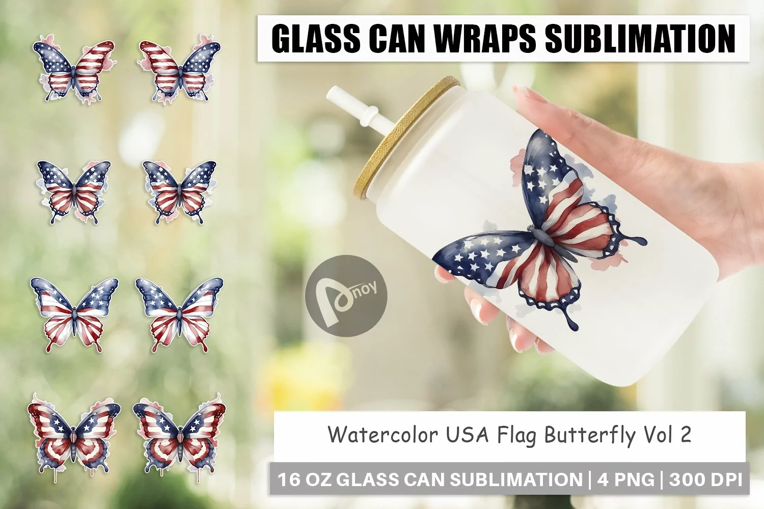 Glass Can Butterfly 4th of July product image 1