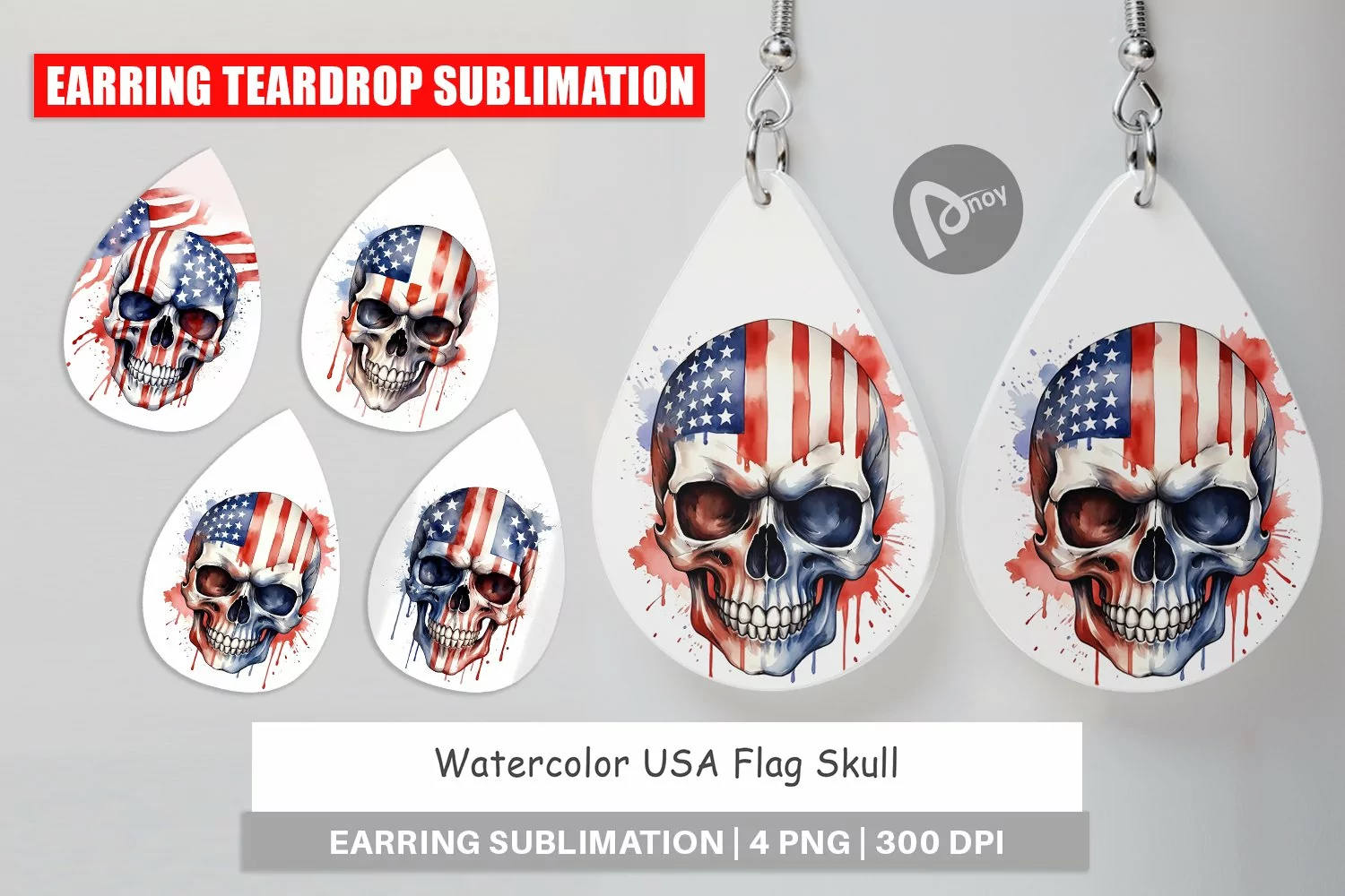 Earring Teardrop Skull 4th of July product image 1