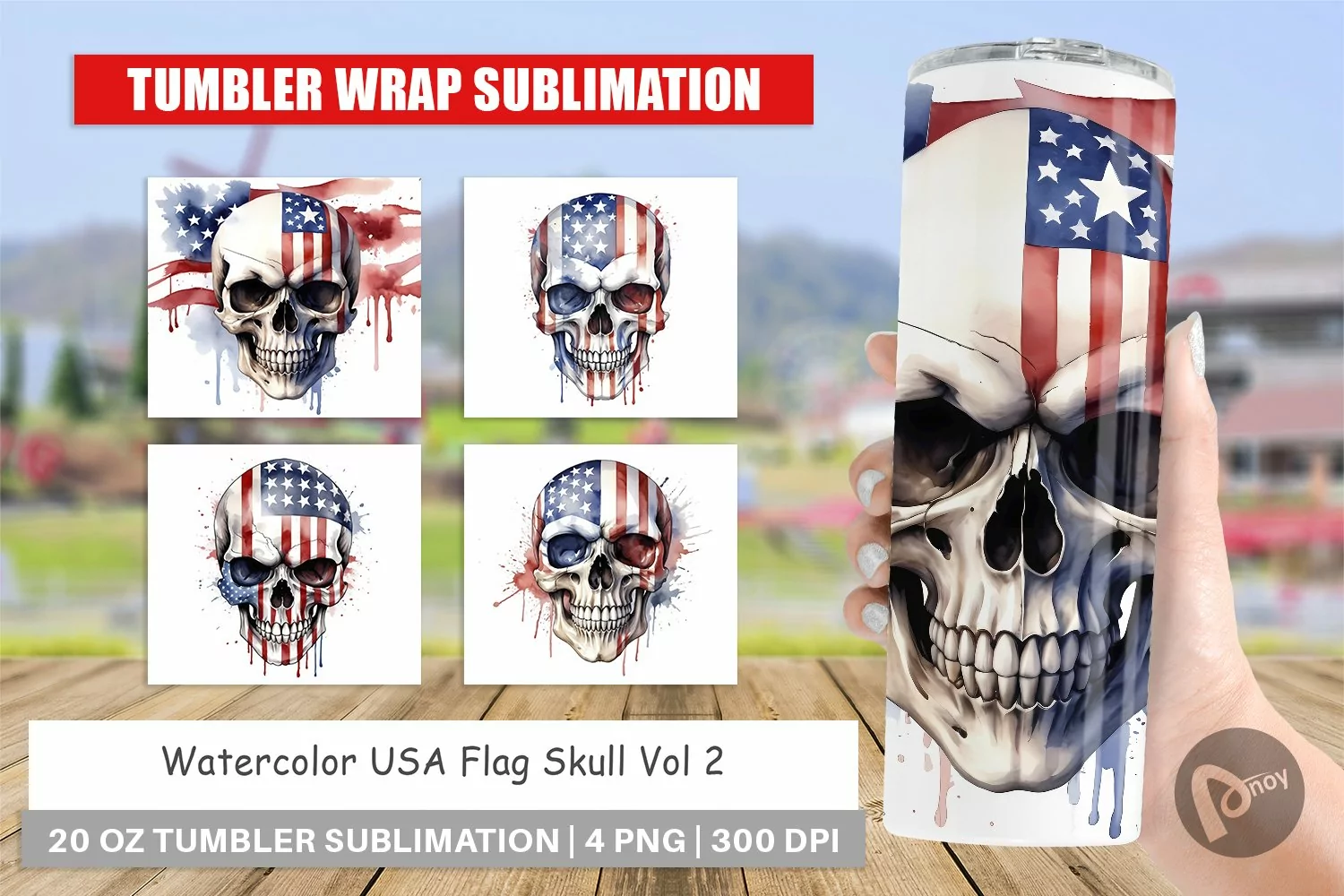 Tumbler Sublimation Skull 4th of July product image 1