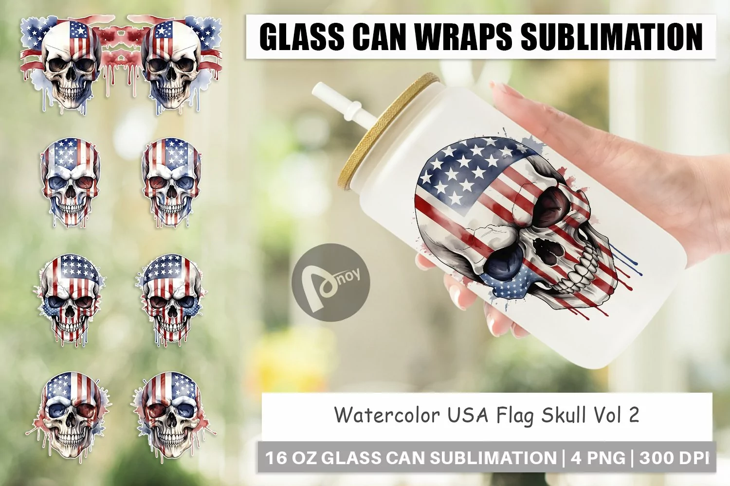 Glass Can Skull 4th of July product image 1