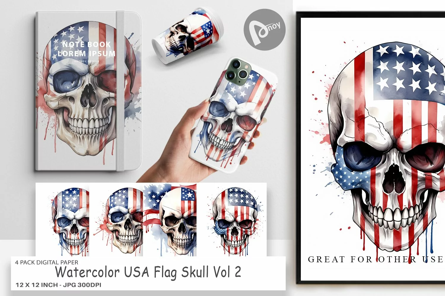 Digital Paper Skull 4th of July product image 1