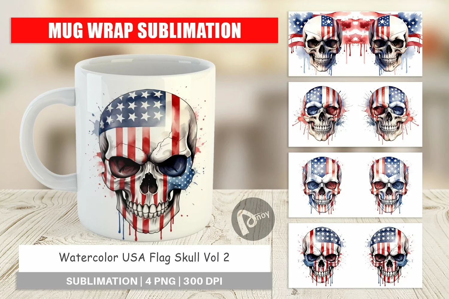 Mug Wrap Skull 4th of July product image 1