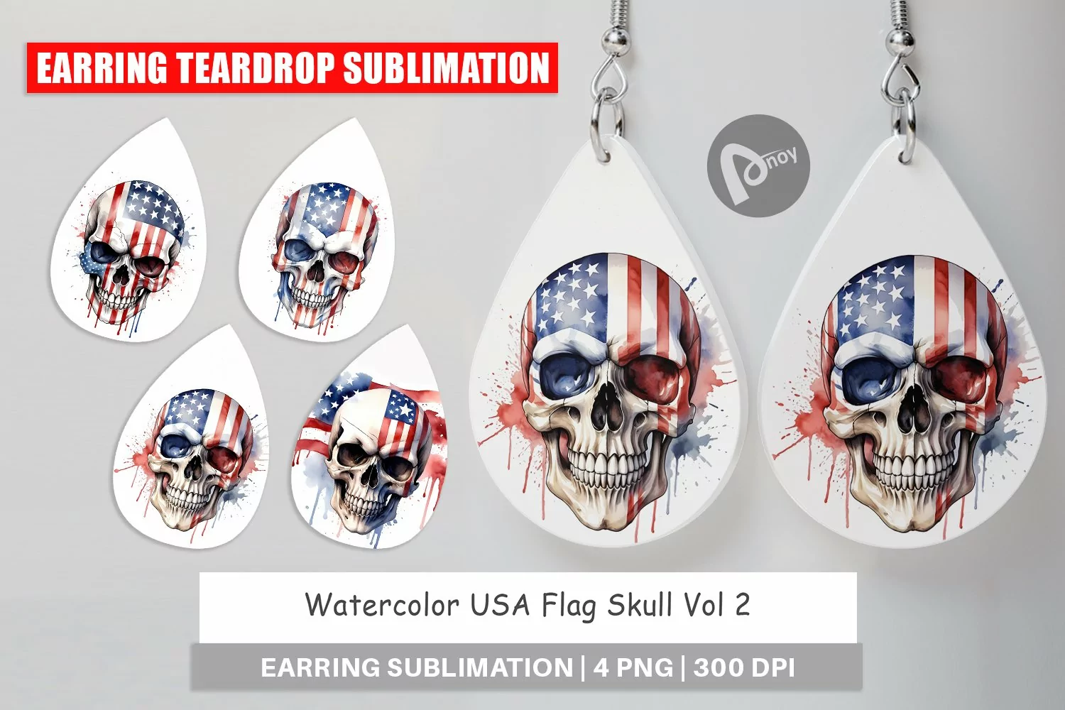 Earring Teardrop Skull 4th of July product image 1