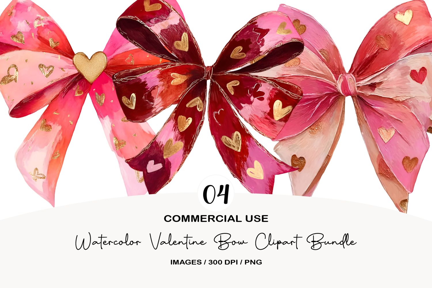 Watercolor Valentine Bow Clipart Png product image 1