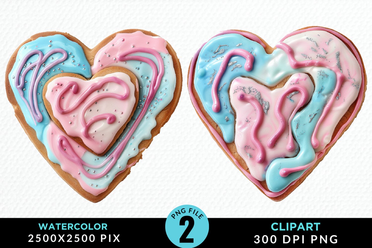 Watercolor Valentine Cake Clipart product image 1