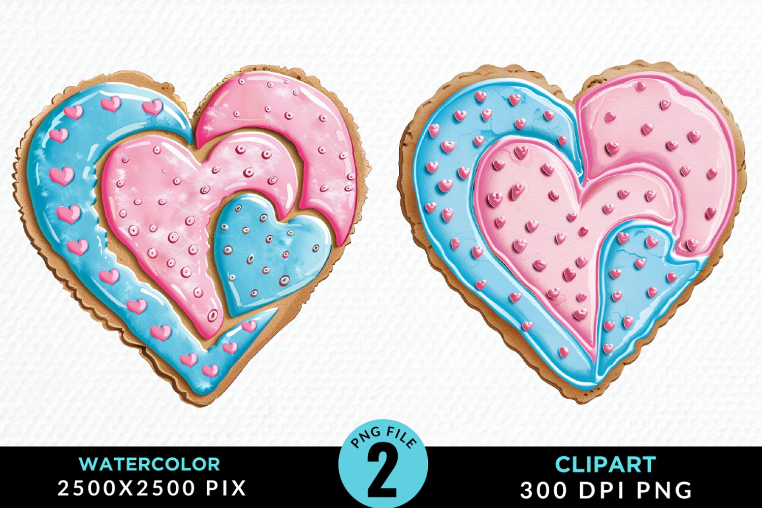 Watercolor Valentine Cake clipart product image 1