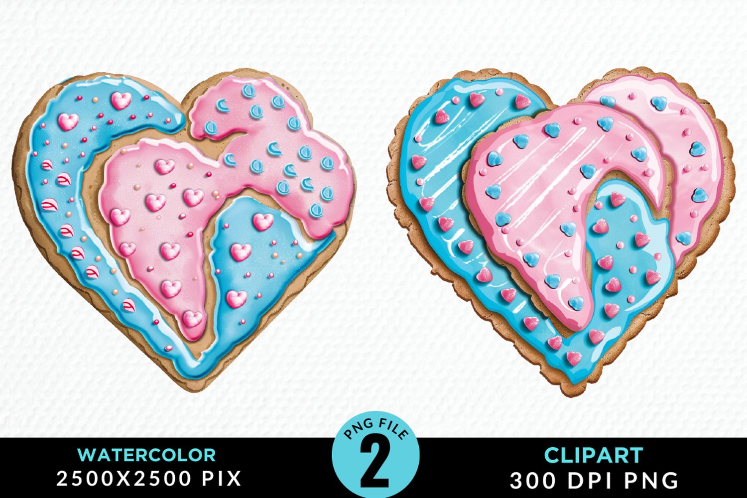 Watercolor Valentine Cake Clipart product image 1
