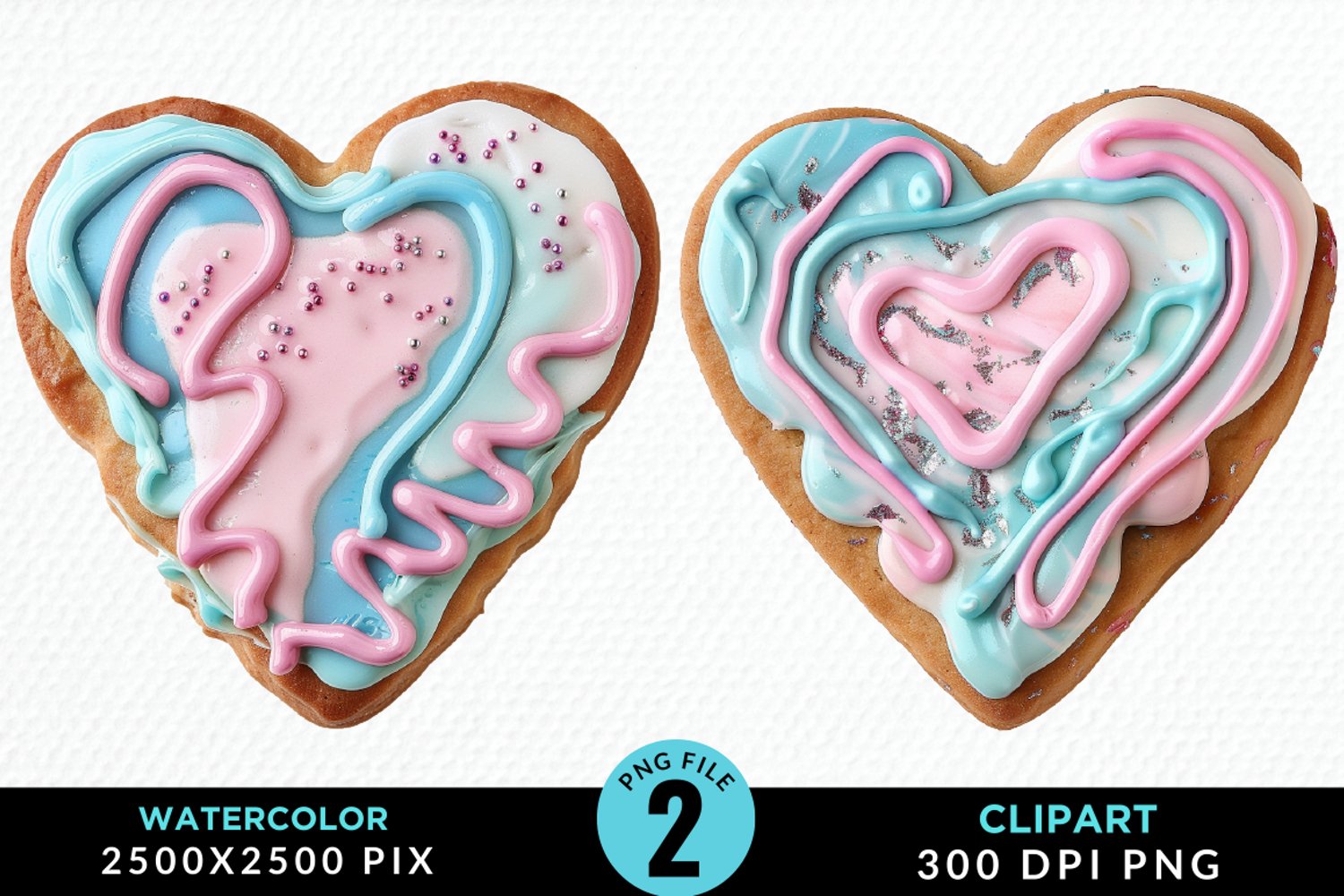 Watercolor Valentine cake clipart product image 1