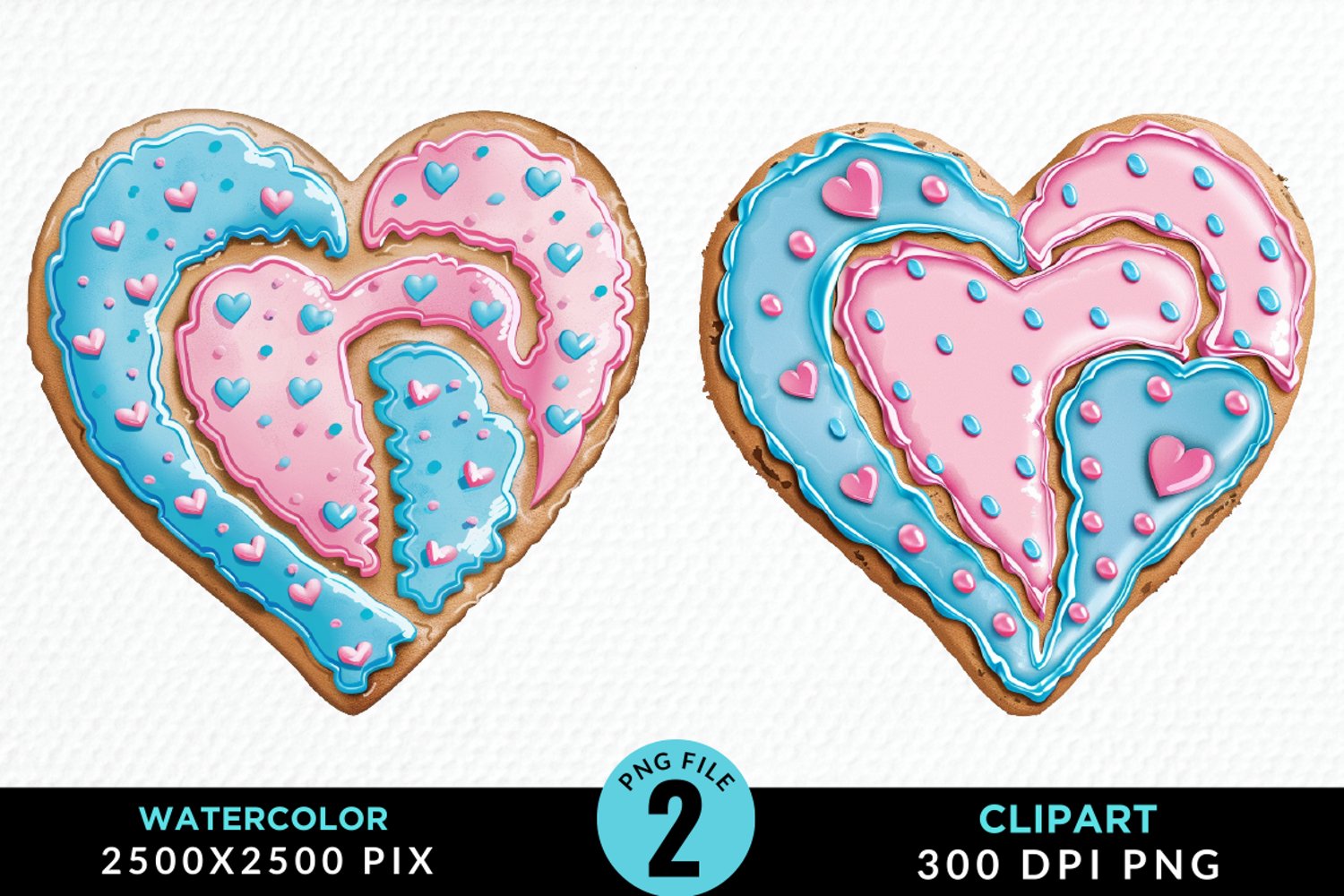 Watercolor Valentine Cake Clipart product image 1