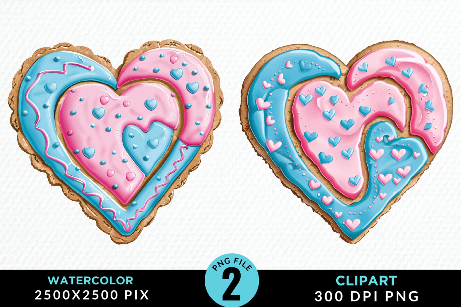 Watercolor Valentine Cake clipart product image 1