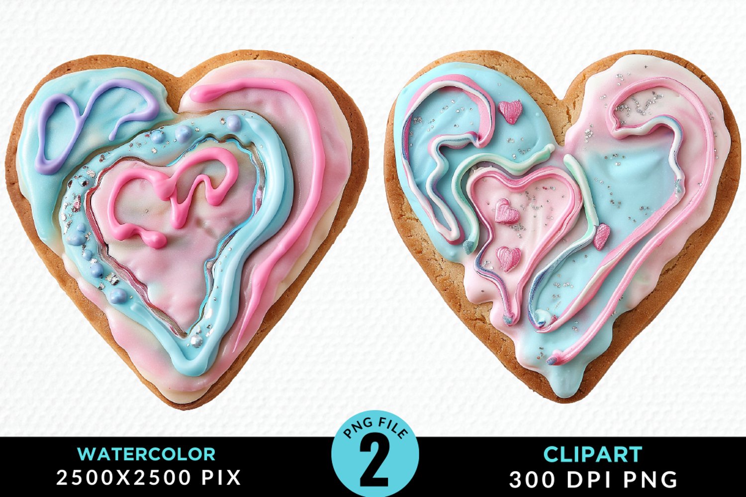 Watercolor Valentine Cake Clipart product image 1