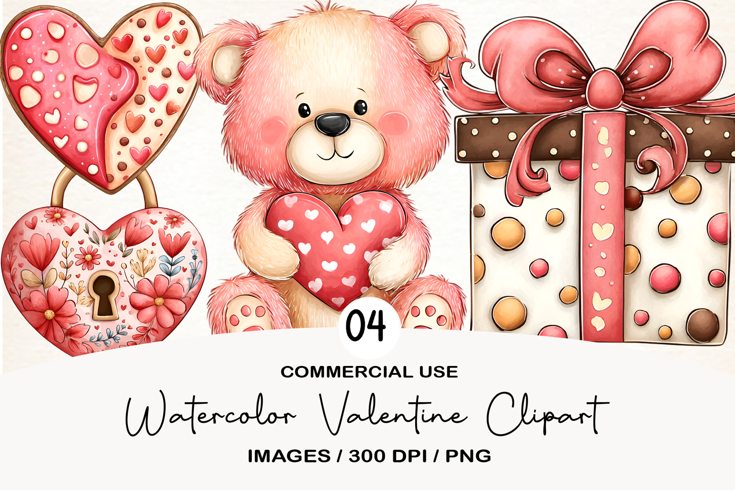 Watercolor Valentine Clipart product image 1