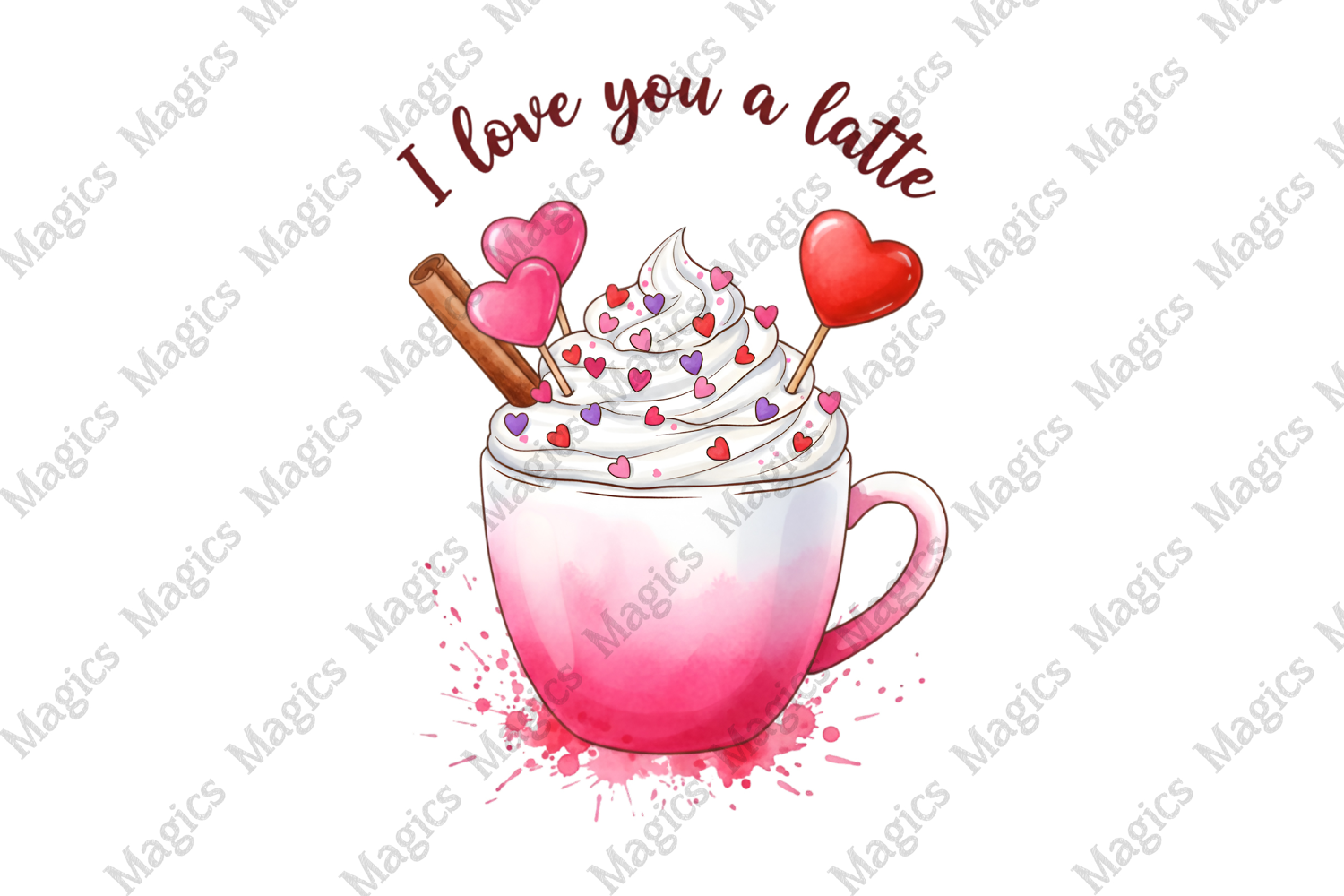 Watercolor Valentine Coffee Cup Png product image 1