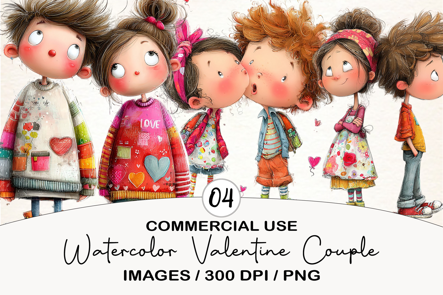 Watercolor Valentine Couple Clipart product image 1