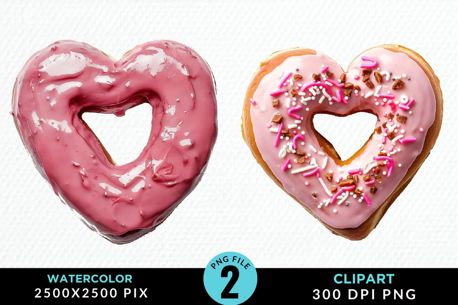 Watercolor Valentine Doughnut Graphic Clipart product image 1