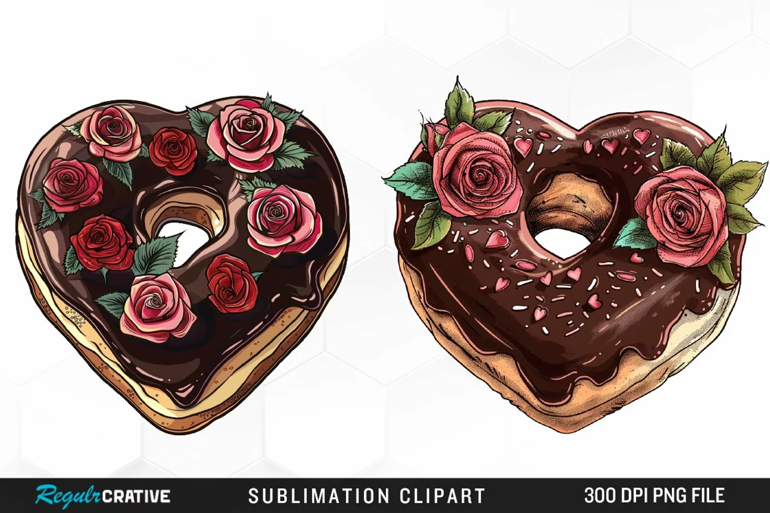 Watercolor Valentine Doughnut Exquisite Clipart product image 1